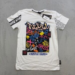 Switch Remarkable Graphic T Shirt Mens Small‎ White Graffiti Rebel Hustle Hard